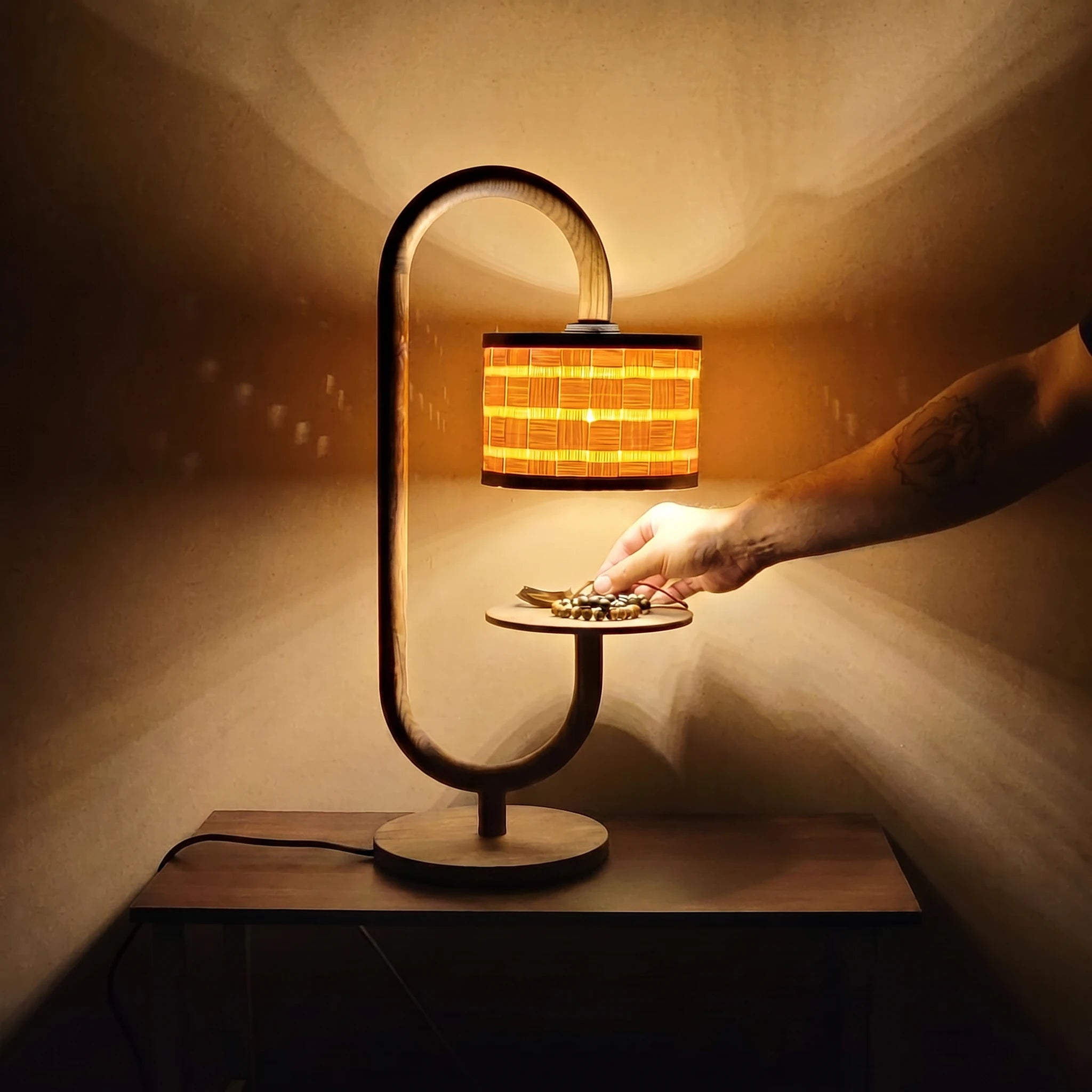 Acus Table Lamp with Side Tray
