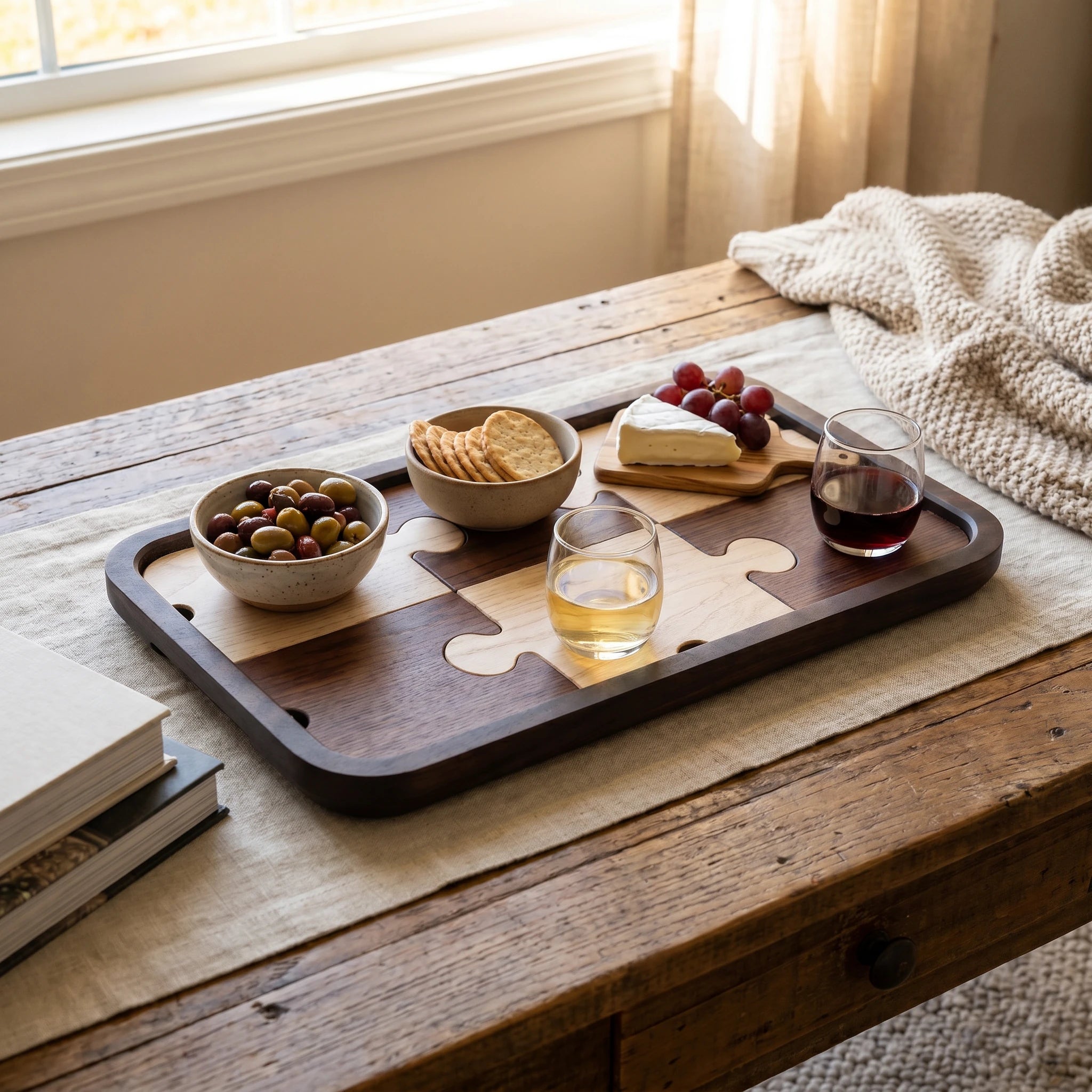 Puzzle Serving Tray & Coaster Set