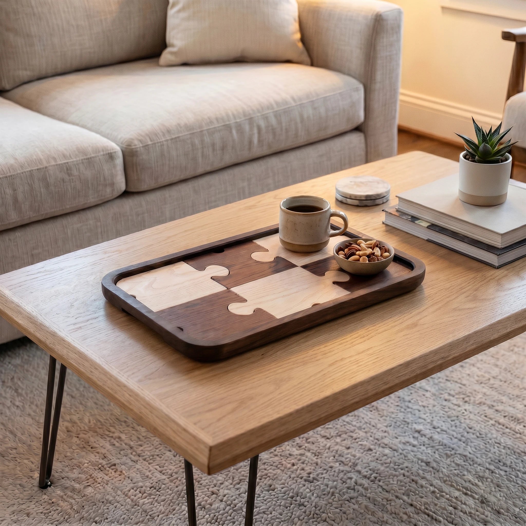 Puzzle Serving Tray & Coaster Set