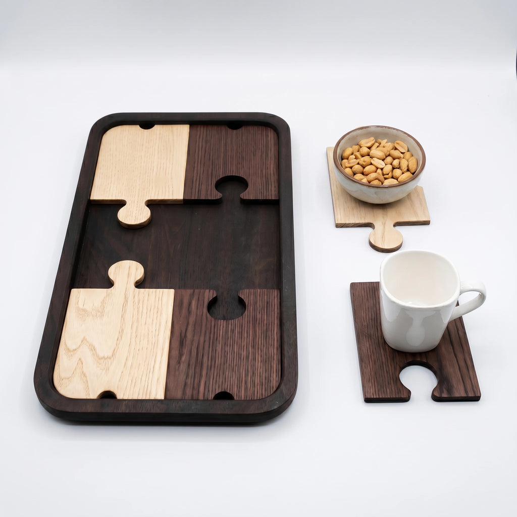 Puzzle Serving Tray & Coaster Set