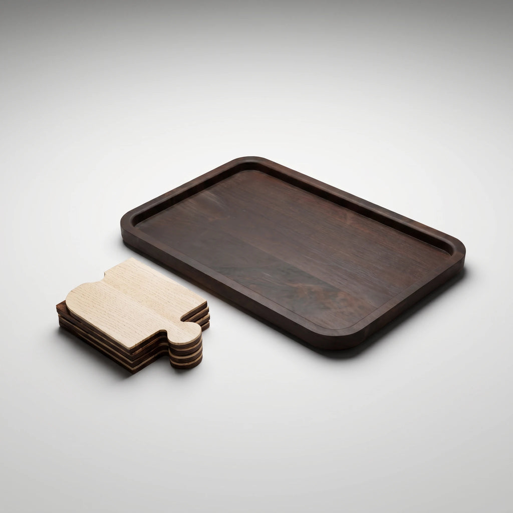 Puzzle Serving Tray & Coaster Set