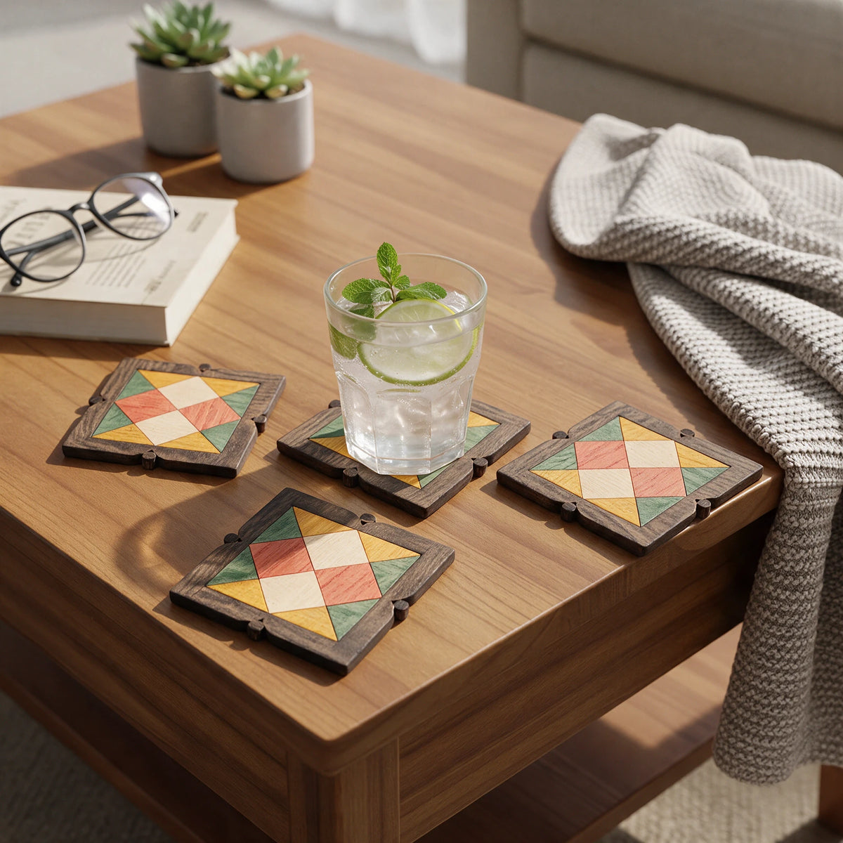 Sama Coaster Set | Glass Coasters